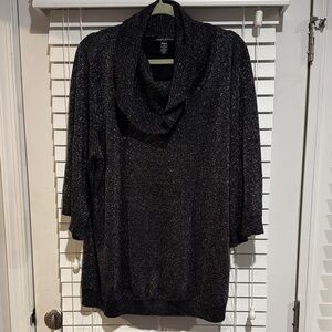 Elegant Black Sparkling Sweater with Cowl Neck